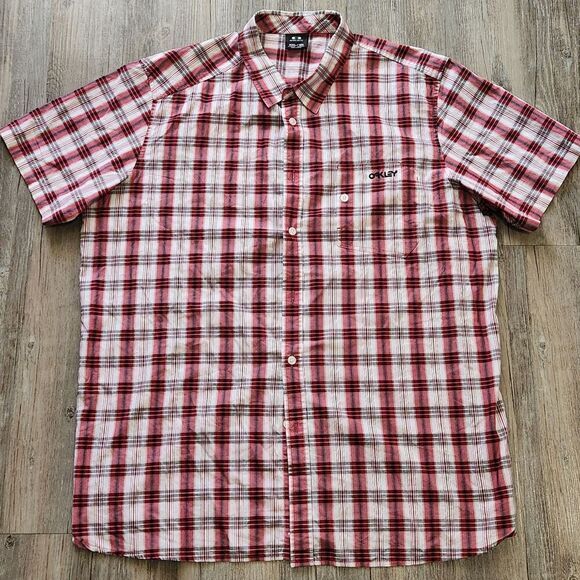 Plaid Oakley Short‎ Sleeve button up Shirt size 2XL. - Picture 1 of 4
